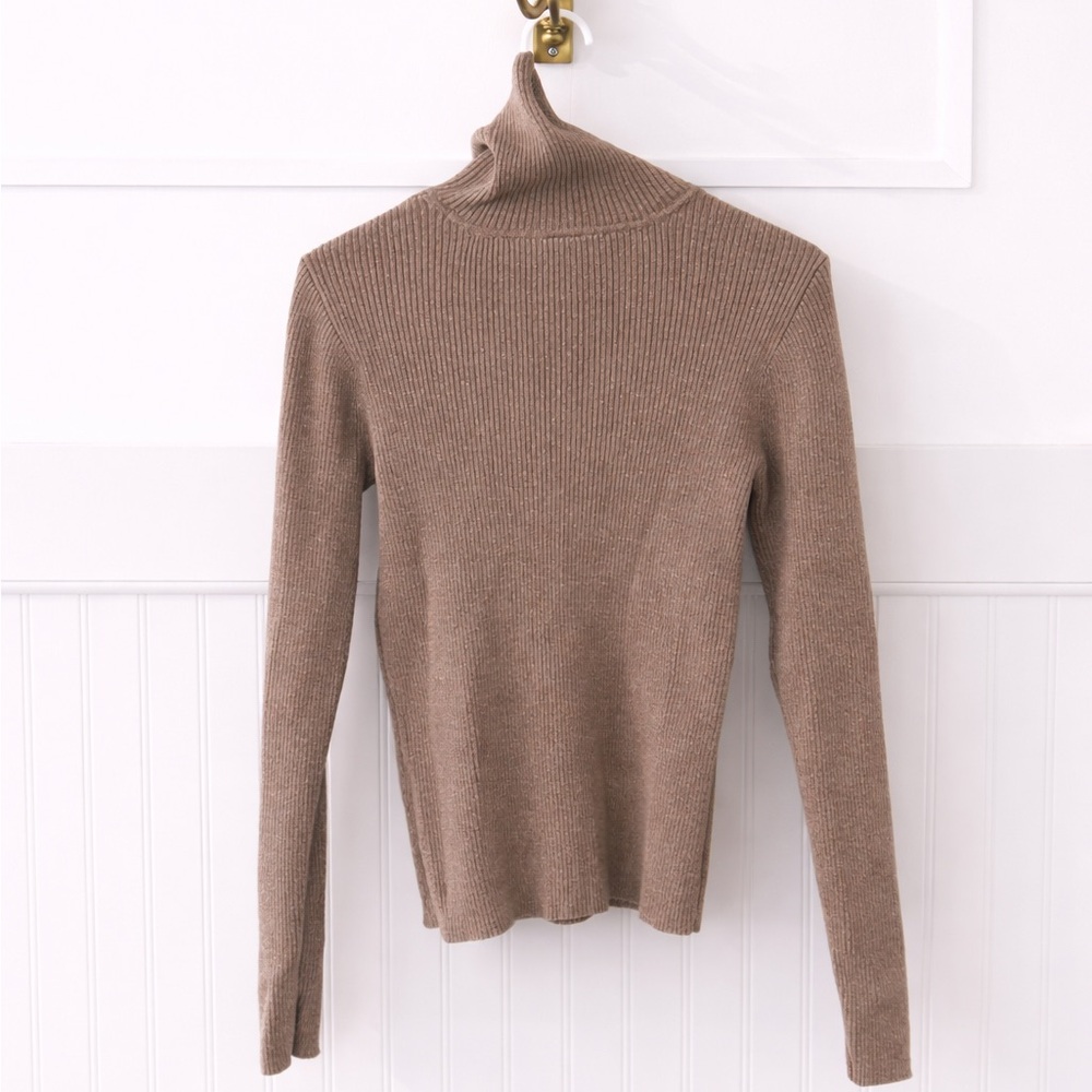 GAP Taupe Ribbed Turtleneck Sweater